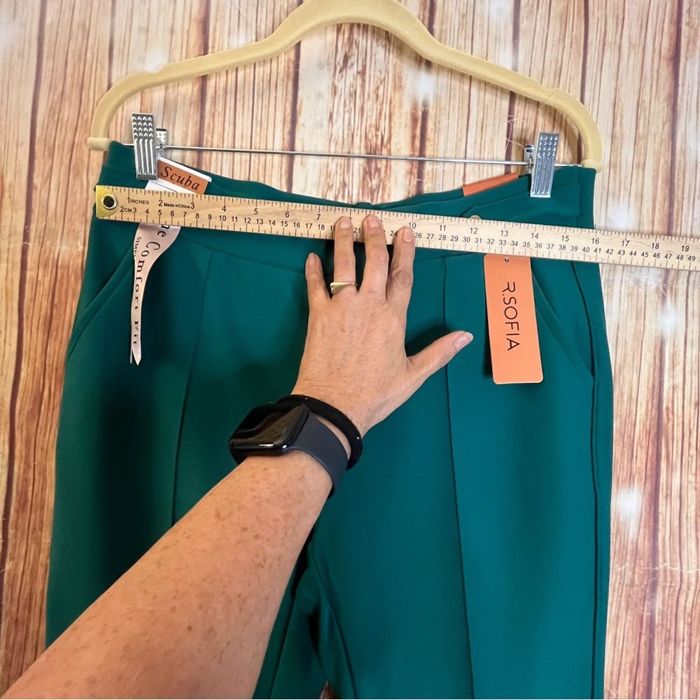 R. Sofia Women’s Scuba Comfort Fit Green Pull-On Stretch Dress Pants Size Large - Picture 5 of 8
